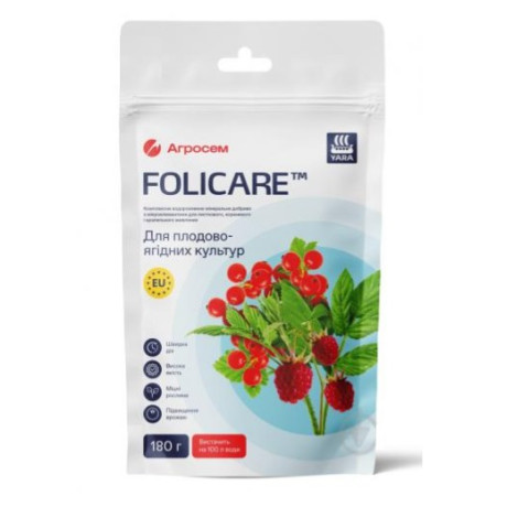 Добриво Yara Folicare для плодово-ягідних культур, 180 грам