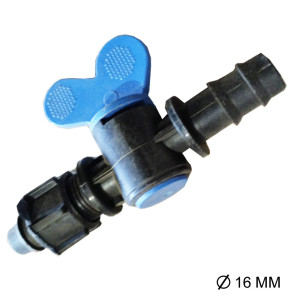 Кран стартовий із підтискачем для крапельної трубки, 16 мм Кран стартовий із підтискачем для крапельної трубки, 16 мм