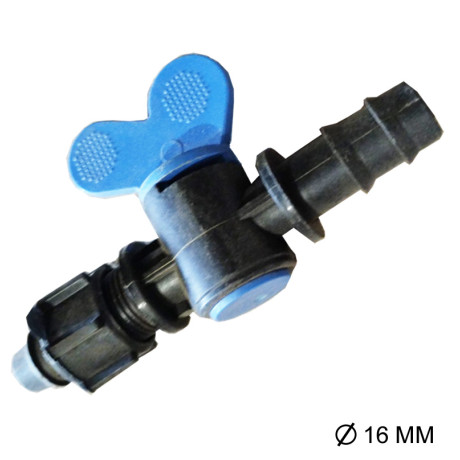 Кран стартовий із підтискачем для крапельної трубки, 16 мм