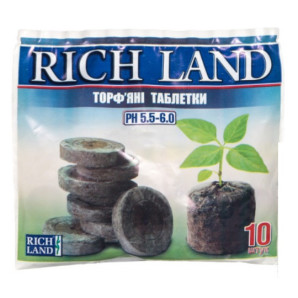 Торф'яні таблетки RICH LAND, 10 шт d=24 мм Торф'яні таблетки RICH LAND, 10 шт d=24 мм