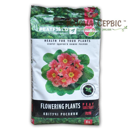 Торфяной субстрат «Для цветущих растений» раскисленный PEATFIELD, 6 л 
